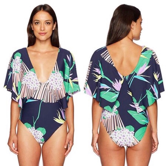 trina turk flutter sleeve swimsuit